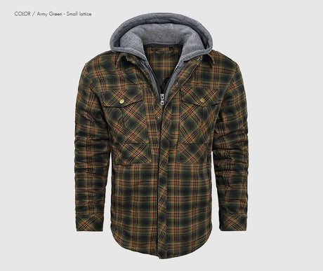 Woodsman Cotton Plaid Hooded Jacket Thick Warm Winter Plaid Shirts
