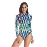 Mermaid Printed Long Sleeve Swimwear Set Surfing Swimsuit Rash Guards and Leggings