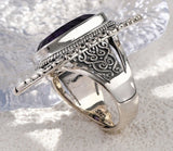 The Gypsy's Lantern S925 Sterling Silver Rings Natural Amethyst Yellow Crystal