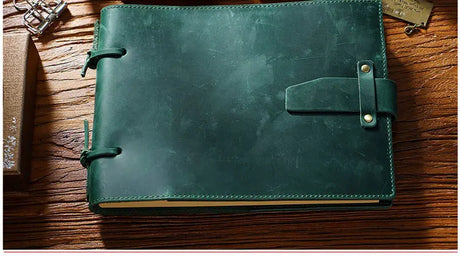 Stitched Genuine Leather Notebook 6 Colours Handmade Journal with Lock Blank Kraft Paper 200 Pages Sketchbook