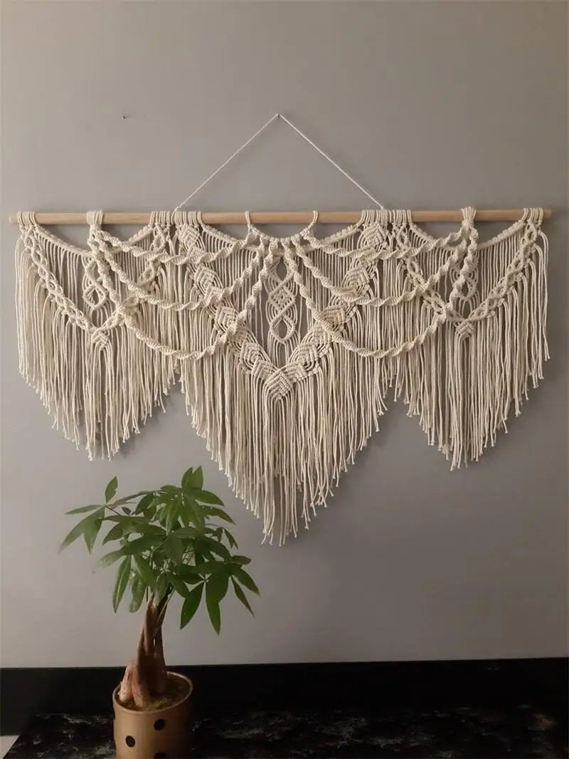 Large Macrame Wall Hanging Tapestry Bohemian Style Handwoven Tapestry For Home Decor Living Room Bedroom Background Decoration