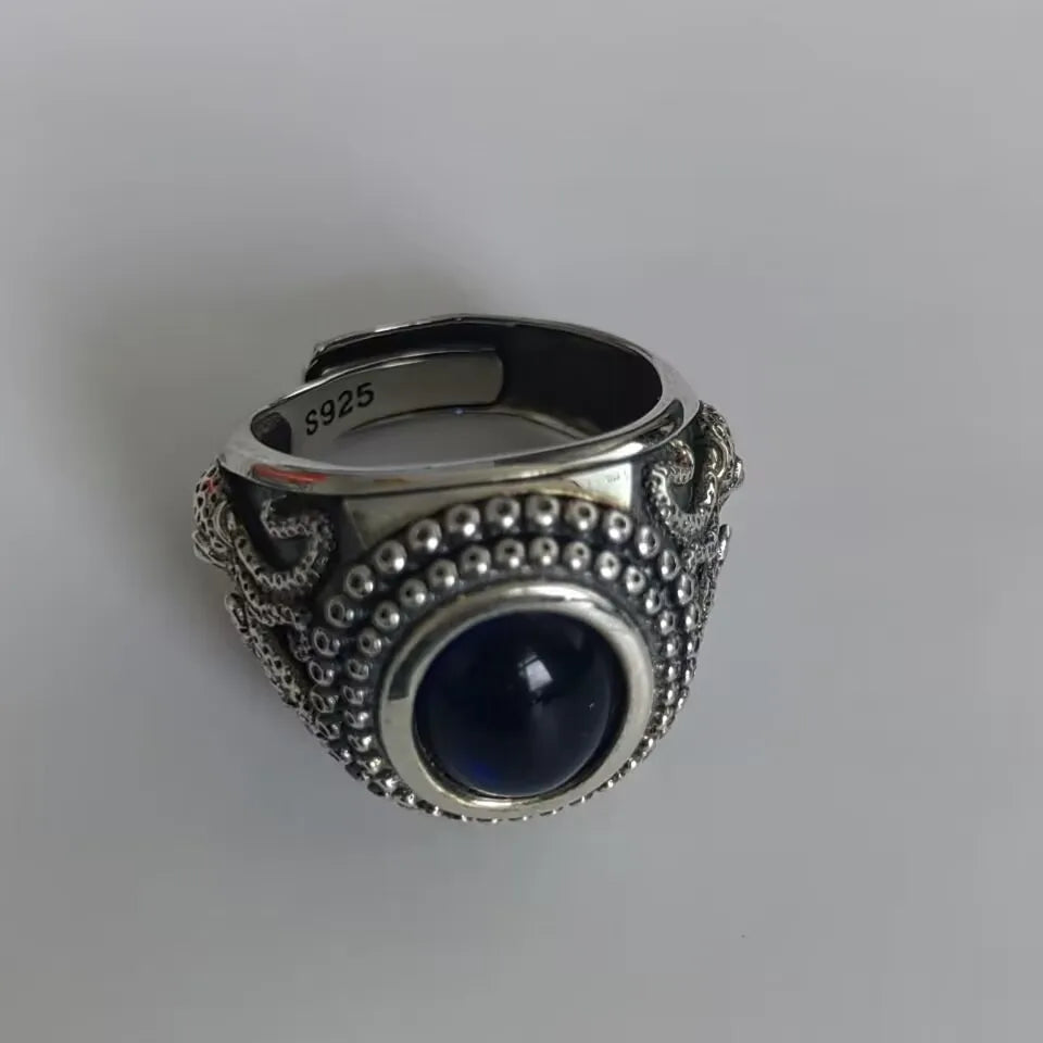 The Kraken of the Depths S925 Sterling Silver Rings Zircon Octopus
