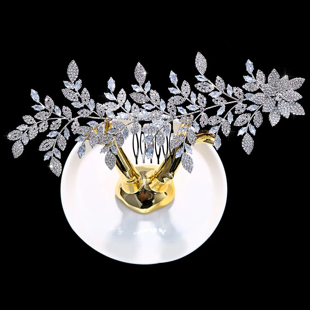 Wedding Hair Accessories Cubic Zircon Bridal Hair Combs Headpieces Hair Jewellery