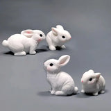 White Rabbits Resin Miniatures Easter Bunny Decoration Dollhouse Toys
