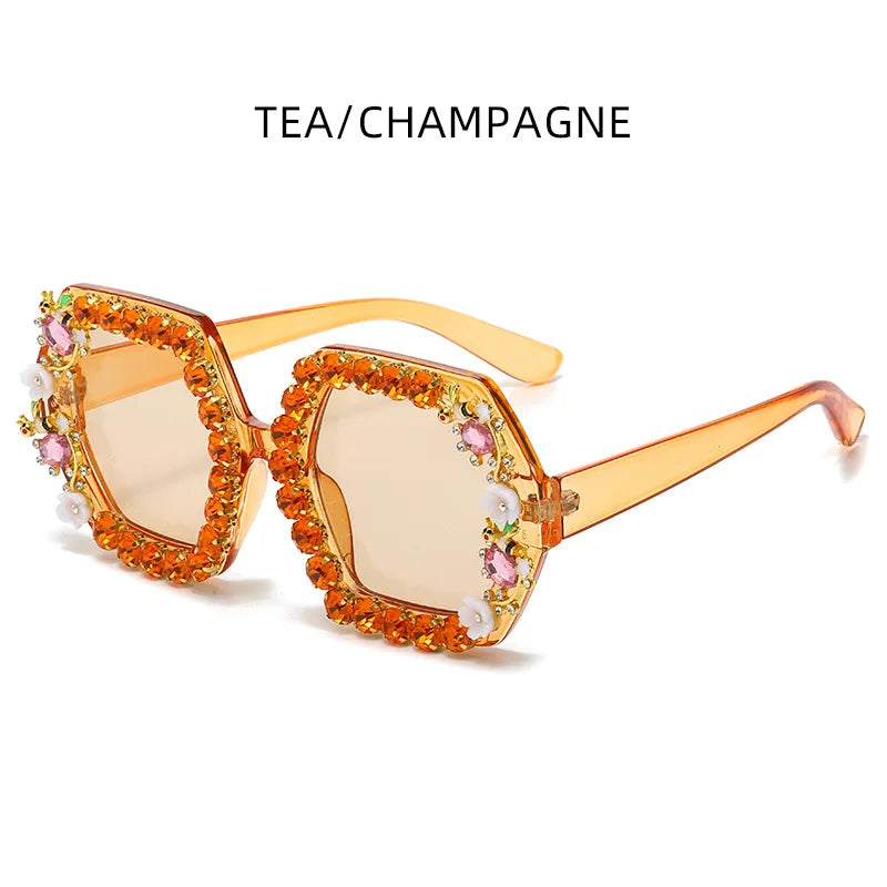 Gilly's Rhinestone Sparkling Square Frame Sunglasses Funglasses