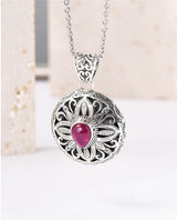 The Eye of the Wise S925 Sterling Silver Pendants Ancient Pattern Red Corundum