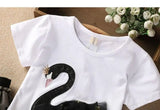 Swan T-Shirt+Sequin Skirts 2Pcs Baby Girls Clothing Sets Cotton Outfits