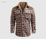 Woodsman Cotton Plaid Jacket Warm Winter Corduroy Patchwork Shirts Fleece Lined