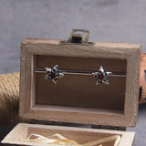 Pentagonal Star Stainless Steel Stud Hoop Earrings for Men with Wooden Box