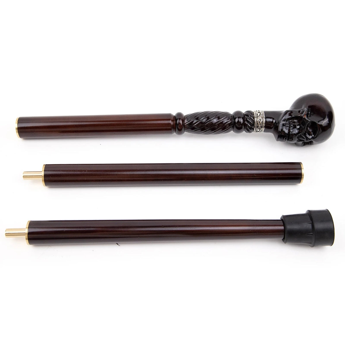 Black Skull Wooden Walking Stick Cosplay Sceptre Cane 93cm