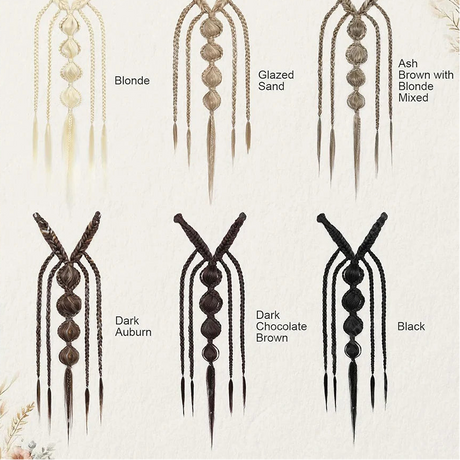 Medieval Maiden Hair Braids Clip in Hair Extensions 24 Inches Synthetic Wig Hairpieces