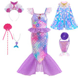 Little Girl Mermaid Ariel Princess Dress Halloween Cosplay Children's Birthday Party Costume