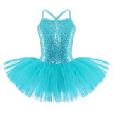 Girls Shiny Sequins Tutu Ballet Dance Dress Leotard Skate Wear Ballerina Fairy Party Costume
