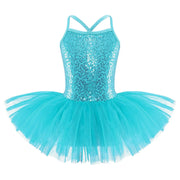 Girls Shiny Sequins Tutu Ballet Dance Dress Leotard Skate Wear Ballerina Fairy Party Costume