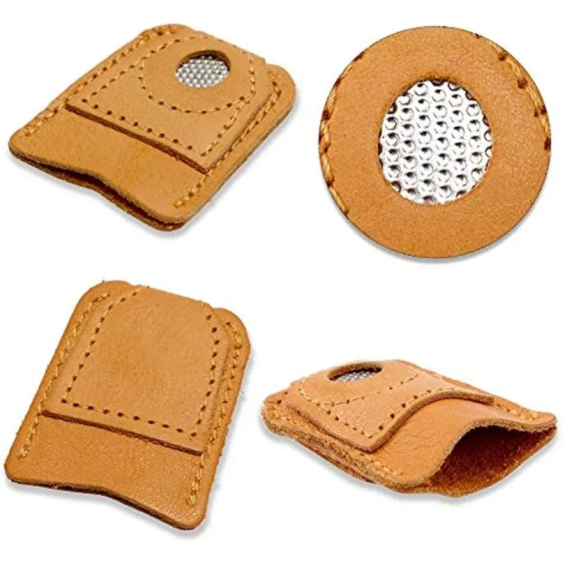 2Pcs Leather Thimble Soft Artificial Sheepskin Needlework Finger Cover Quilting Thimble Sleeve Handmade Sewing Tools