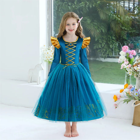 Halloween Cosplay Brave Princess Merida Dress Girls Costumes