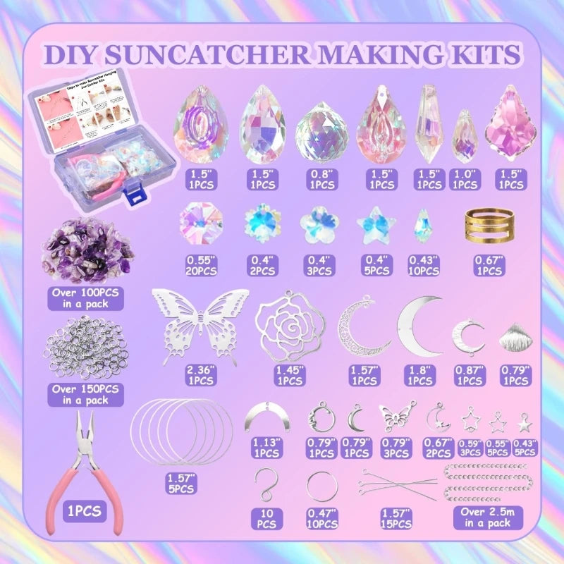 200Pcs Crystal Sun Catcher Making Set DIY Craft Kit