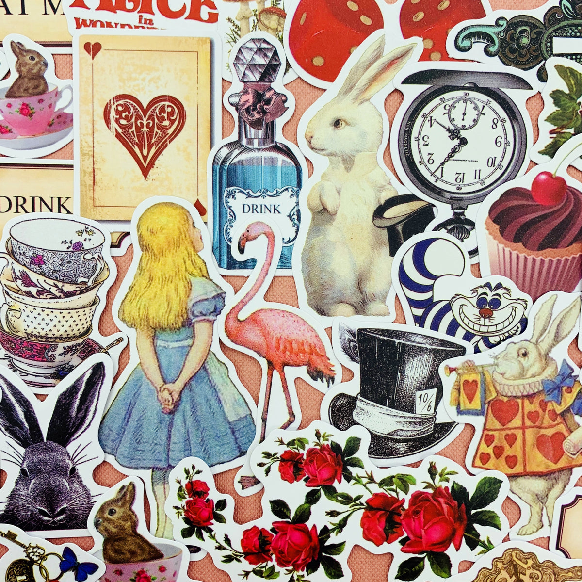Vintage Alice In Wonderland Theme Scrapbooking Stickers