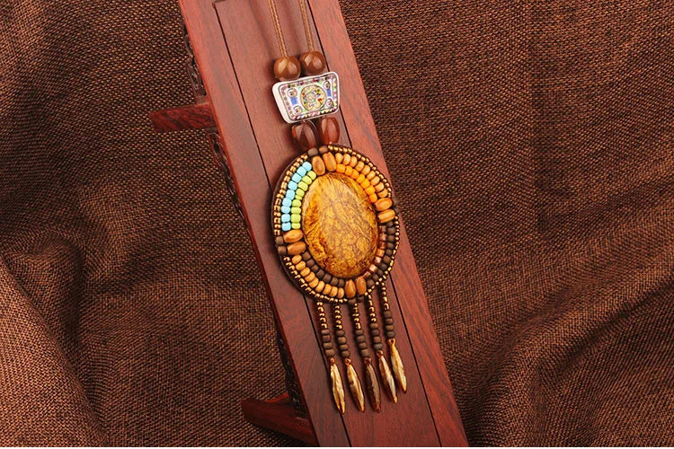 Handmade Beaded Leather Boho Necklaces
