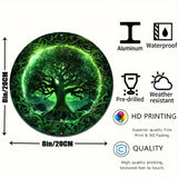 Tree of Life Wreath 2D Printed Circular Metal Decorative Sign