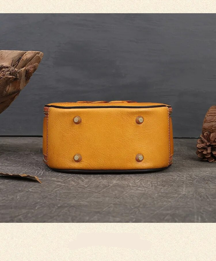 Embossed Rabbit Handbag Genuine Leather