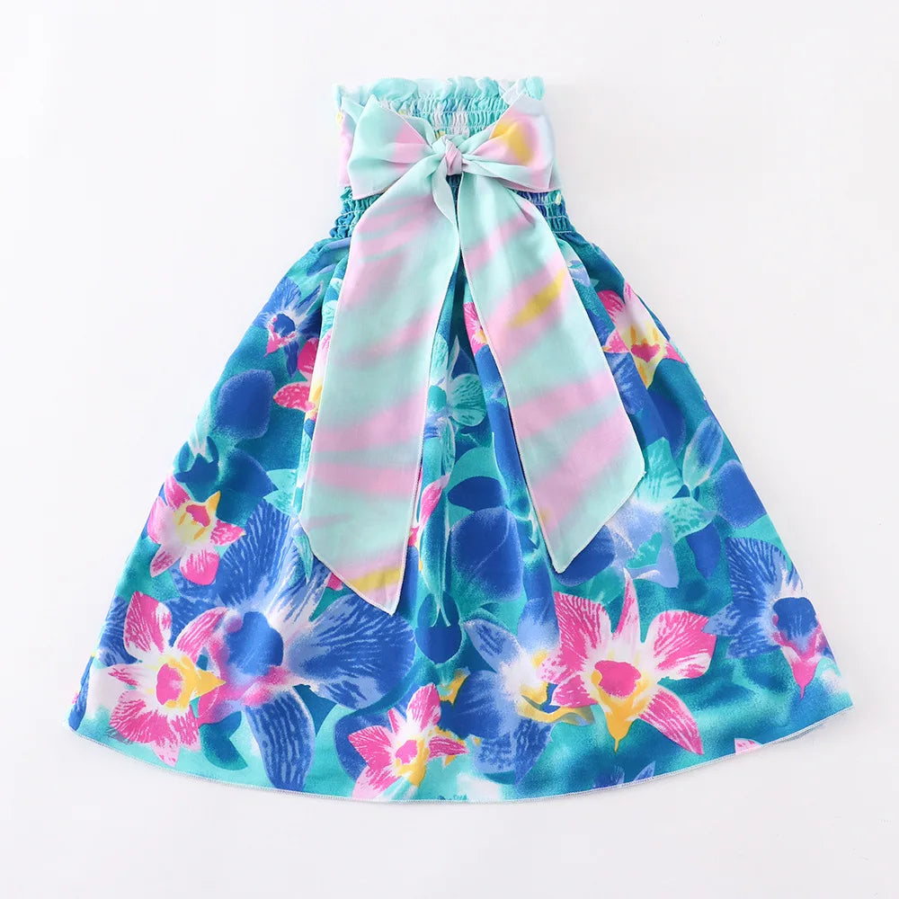 Summer Boho Girls Beach Dress 2 - 12 Years With Necklace Gift