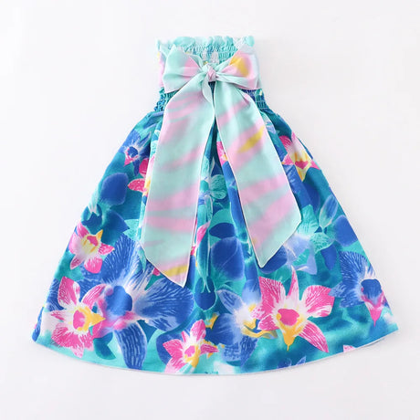 Summer Boho Girls Beach Dress 2 - 12 Years With Necklace Gift