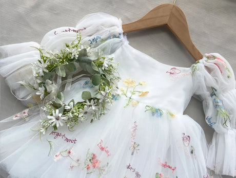 Fairy Faith's Baby Toddler Girls Birthday Dress Embroidered Butterfly Flower Girls Dress