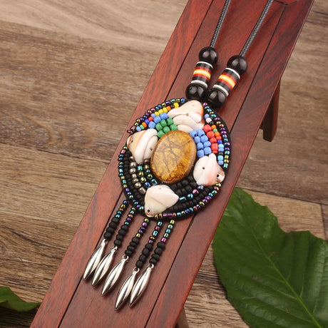 Handmade Beaded Leather Boho Necklaces