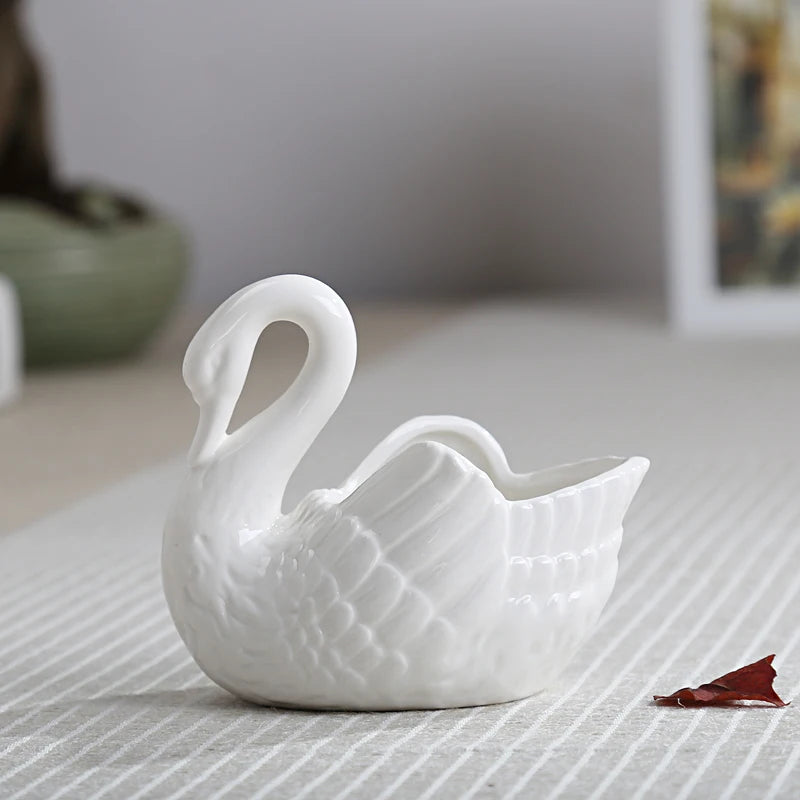 Swan Ceramic Flower Pots Home Decoration Storage Ornaments
