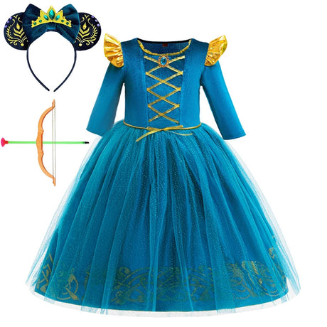 Halloween Cosplay Brave Princess Merida Dress Girls Costumes