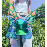 Mini Backpack Butterfly Wings Daypack Holographic Leather