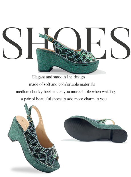 Patty's Peep Toe Shoes and Matching Bag Comfortable Party Shoes Platform Flats
