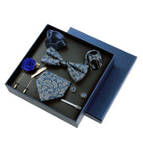 Men's 8pcs Tie Set Wedding Cravat Silk Bowtie Pocket Square Cufflinks Brooch Box Set Gifts For Men