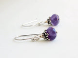 Amethyst Sterling Silver Earrings Deep purple Gemstone Everyday Classic Dangle Drops