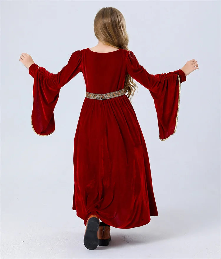 Girls Medieval Court Velvet Gowns Cosplay Costume