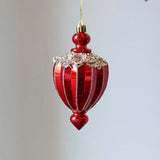 Red Christmas Tree Ornaments Shatterproof Plastic Glitter Little Bear Balls Acorn