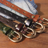Maggy's Genuine Leather Women's Belt Pure Copper Button