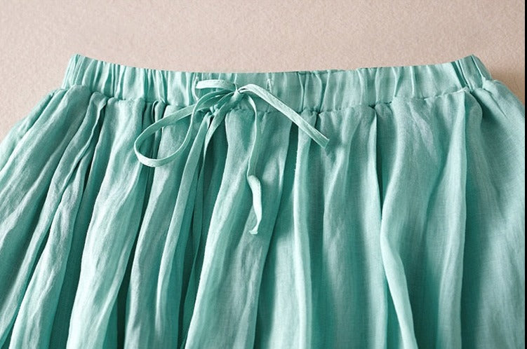 Ocean Gradient Ramie Cotton Linen Drawstring Skirt
