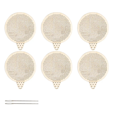 6 Pieces DIY Cross Stitch Wood Slices DIY Gift Tags Christmas Ornaments