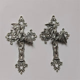 2pcs Filigree Victorian Gothic Large Cross Pendants Bat Moth DIY Jewellery Making