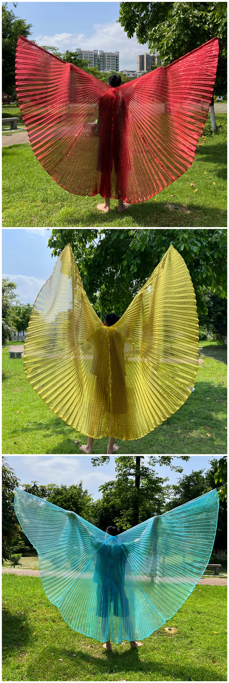 Transparent Iridescent Stage Performance Egyptian 300 Degree Wings Belly Dance Isis Wings