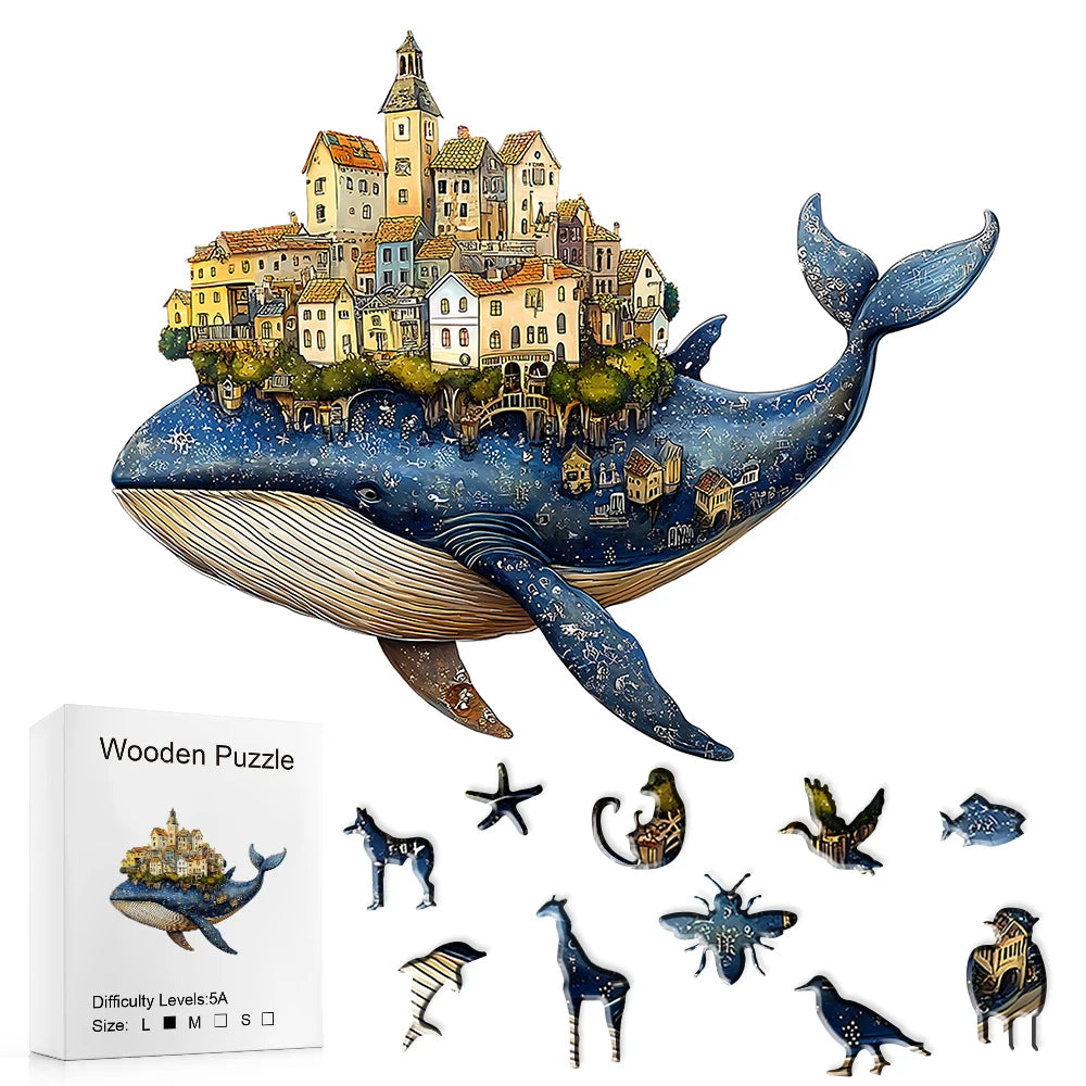 Whale Castle Unique Shape Wooden Jigsaw Puzzles