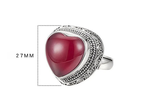 Intuitive Sage S925 Sterling Silver Ring Heart-shaped Corundum