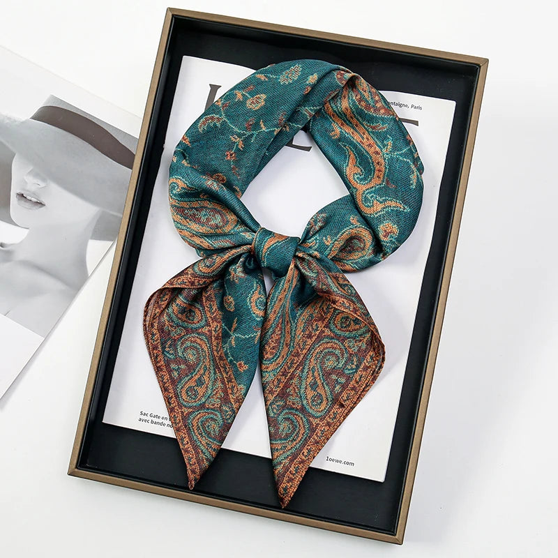 Paisley Print Scarf Square Bandana Neckerchief Hair Ribbon Headband Hair Accessories
