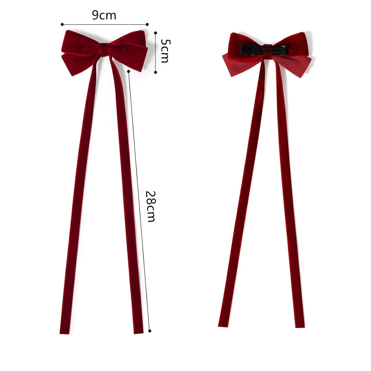 1 Pair Long Velvet Ribbon Bow Hairpins Hair Clips Barrettes