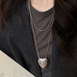 Heart Shape Mini Bag Pendant Necklace Long Crossbody Sweater Chain