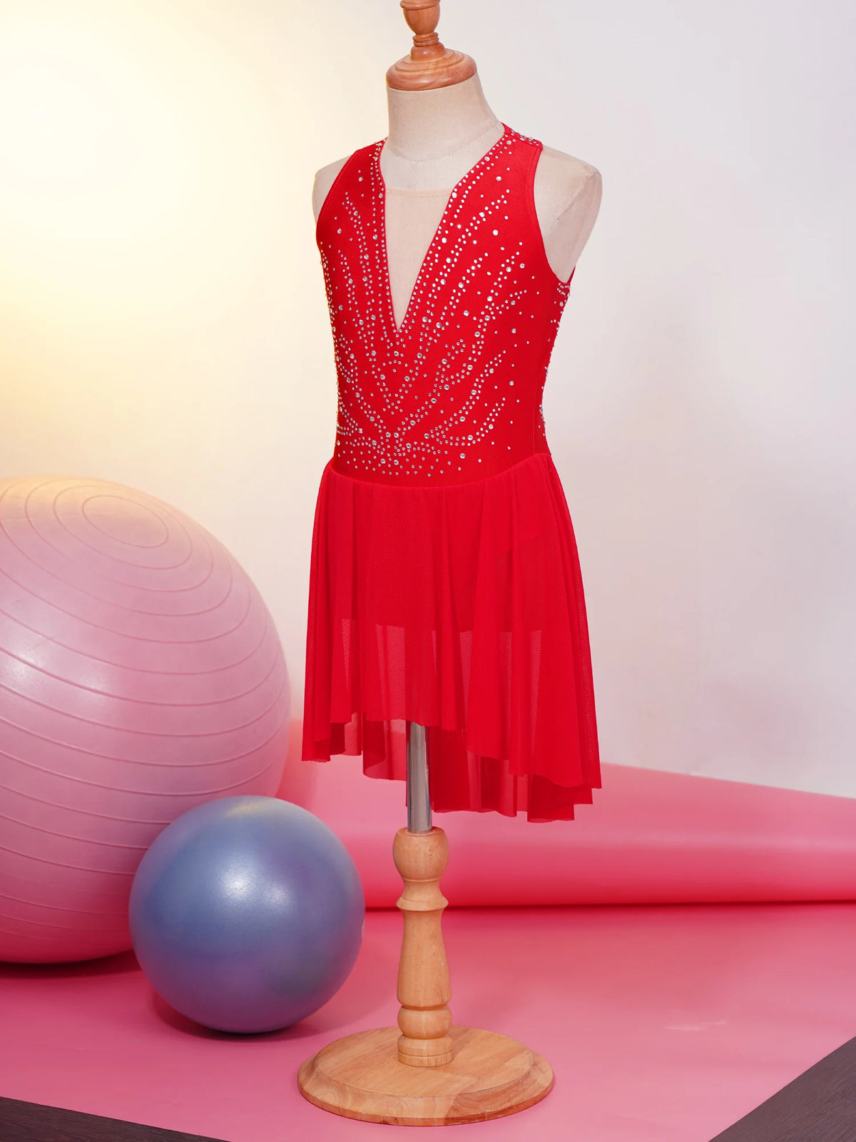Girls Rhinestone Modern Contemporary Dance Ballet Dress Leotard Costume
