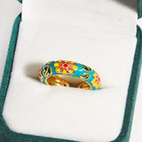 Vintage Boho Colourful Enamel Flower Rings