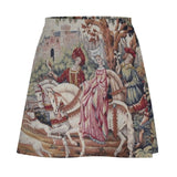 Medieval Tapestry Print Mini Skirt
